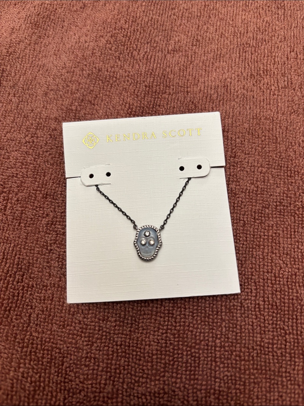 Kendra Scott Gray Stone Pendant Necklace with Silver Chain